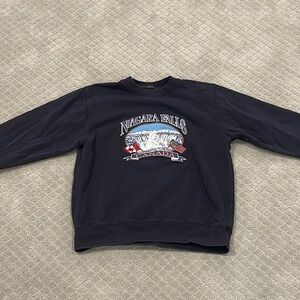 Brandy Melville Niagara Falls Crewneck Sweater Navy Blue